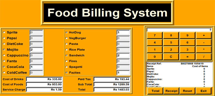 Food Billing System In PYTHON - FOOD BILLING SYSTEM IN PYTHON WITH SOURCE CODE