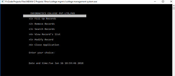 Screenshot 183400000 - COLLEGE RECORD MANAGEMENT SYSTEM IN C PROGRAMMING WITH SOURCE CODE