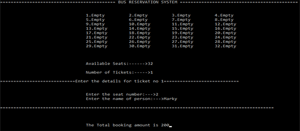 Screenshot 3516000 - BUS RESERVATION SYSTEM IN C PROGRAMMING WITH SOURCE CODE