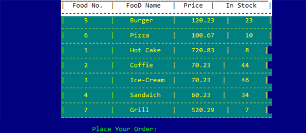 Screenshot 6610 - FOOD ORDER MANAGEMENT SYSTEM IN C PROGRAMMING WITH SOURCE CODE