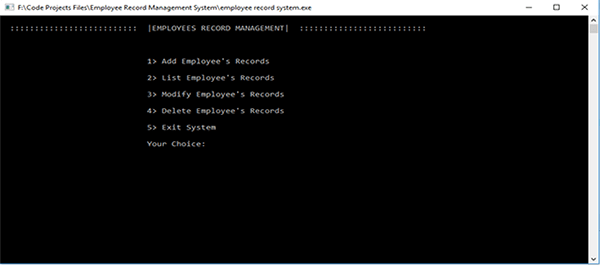 Screenshot 900101 - Employees Record Management System In C Programming With Source Code