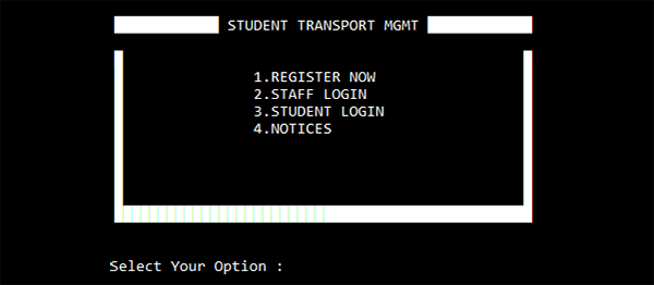 Screenshot STMS - STUDENT TRANSPORT MANAGEMENT SYSTEM IN C++ WITH SOURCE CODE