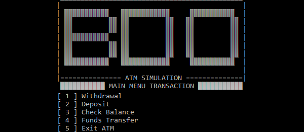 Screenshot atmsimulatorsystemc - ATM Simulator System In C++ With Source Code