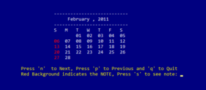 Screenshot calendar 300x131 - Simple Calendar In C Programming With Source Code