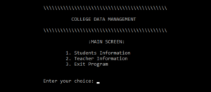 Screenshot collegedata 300x131 - College Data Management System In C++ With Source Code