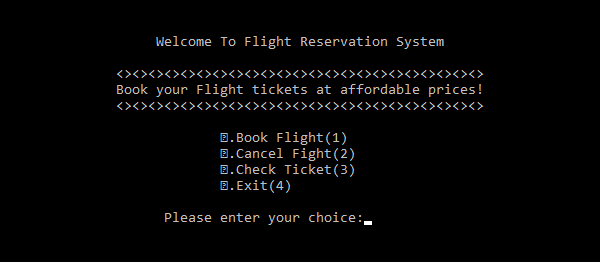 Screenshot flightreservationc - FLIGHT RESERVATION SYSTEM IN C++ WITH SOURCE CODE
