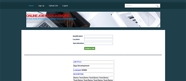 Screenshot onlineJobsearchEnginePHP - ONLINE JOB SEARCH ENGINE IN PHP WITH SOURCE CODE