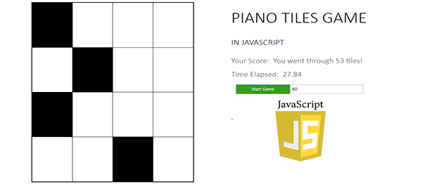 Screenshot pianotilesJavascript - PIANO TILES GAME IN JAVASCRIPT WITH SOURCE CODE