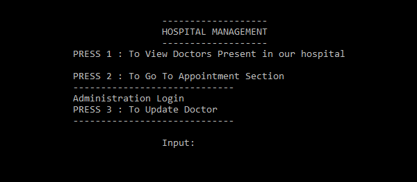 Screenshot simpleHospitalManagement - SIMPLE HOSPITAL MANAGEMENT SYSTEM IN C++ WITH SOURCE CODE