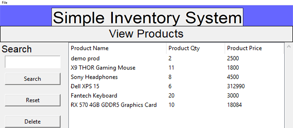 Screenshot simpleInventorySystemPYTHON - SIMPLE INVENTORY SYSTEM IN PYTHON WITH SOURCE CODE