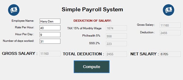 Screenshot simplePayrollVBNET - Simple Payroll System In VB.NET With Source Code