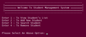 Screenshot studentmanagementpython 300x131 - Simple Student Management System In PYTHON With Source Code