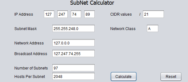 Screenshot subNetCalculatorJAVA - Python Tips: Boost Your Coding Efficiency by Using List/Tuple/Etc. as Types Instead of Direct References