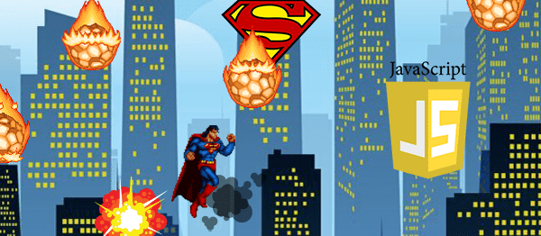 Screenshot supermanApocalypseGameJavascript - SUPERMAN APOCALYPSE GAME IN JAVASCRIPT WITH SOURCE CODE