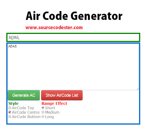 aircode - Air Code Generator Using Javascript - Free Source Code