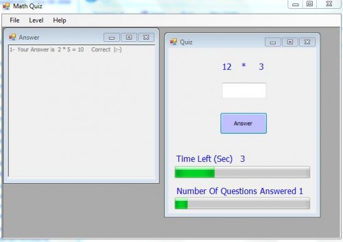 capture 1 1 - Calculation Quiz using MDI - Free Source Code
