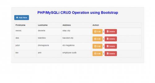 crud ss 0 - PHP/MySQLi CRUD Operation with Bootstrap/Modal - Free Source Code