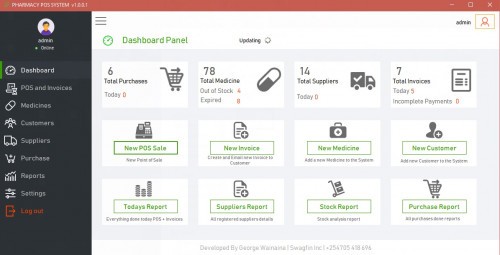 dashboard 4 - Pharmacy/Chemist POS and Invoicing Software - Free Source Code