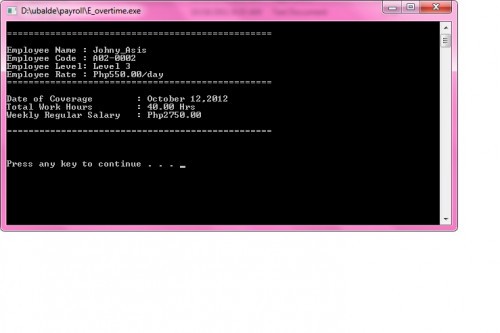 screenshot 2 - Payroll System written in C++ - Free Source Code