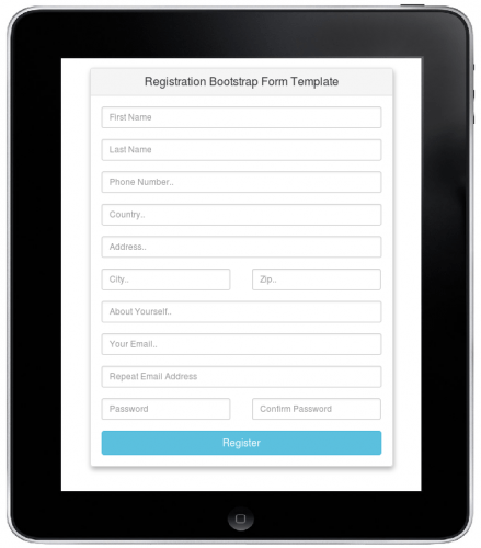 screenshot 8 - Registration Bootstrap Form Template - Free Source Code