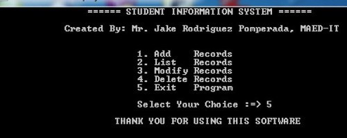 student - Student Information System Version 1.0 - Free Source Code