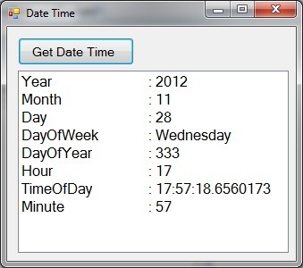 Date Time elements - Working with Date and Time in C#.Net