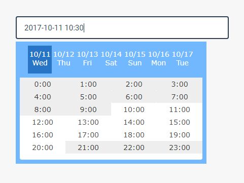 Select Date Time In Next 7 Days jQuery Calendar7 - Download Select Date And Time In Next 7 Days - jQuery Calendar7 Plugin