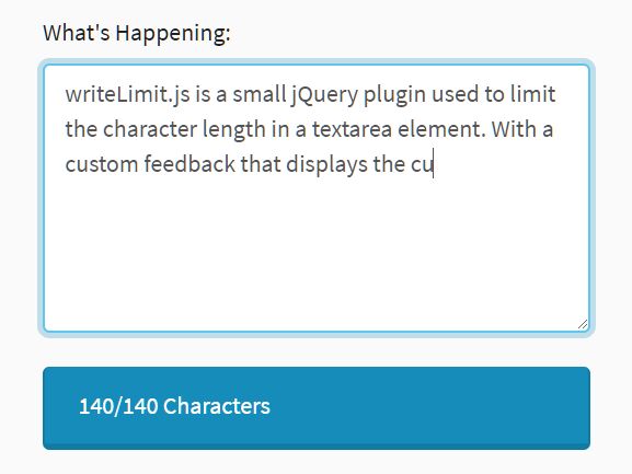 character length textarea write limit - Download Limit The Character Length In A Textarea - jQuery writeLimit.js