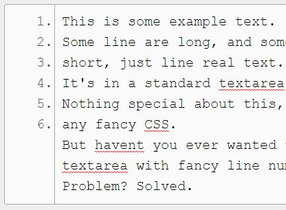 jQuery Plugin To Create Textarea With Line Numbering LineNumbers - Download jQuery Plugin To Create Textarea With Line Numbering - LineNumbers