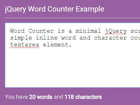 Simple jQuery Word Character Counter For Text Box Word Counter - Download Simple jQuery Word and Character Counter For Text Box - Word Counter