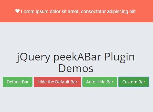 Simple Customizable jQuery Notification Bar Plugin peekABar - Free Download Simple Customizable jQuery Notification Bar Plugin - peekABar