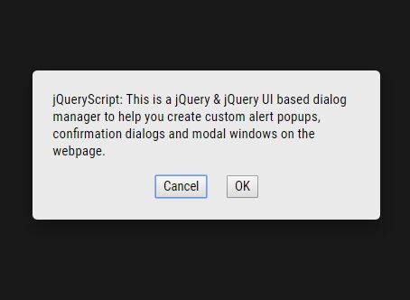 Alert Confirm Modal Dialogs Manager - Free Download Create Custom Alert/Confirm/Modal Popups With jQuery UI - Dialogs Manager