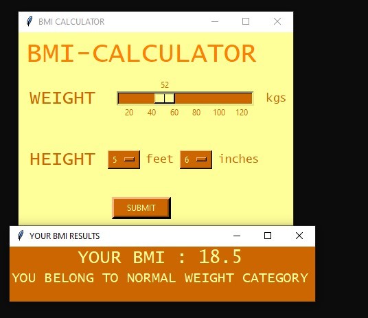 bmi - SIMPLE BMI CALCULATOR IN PYTHON WITH SOURCE CODE
