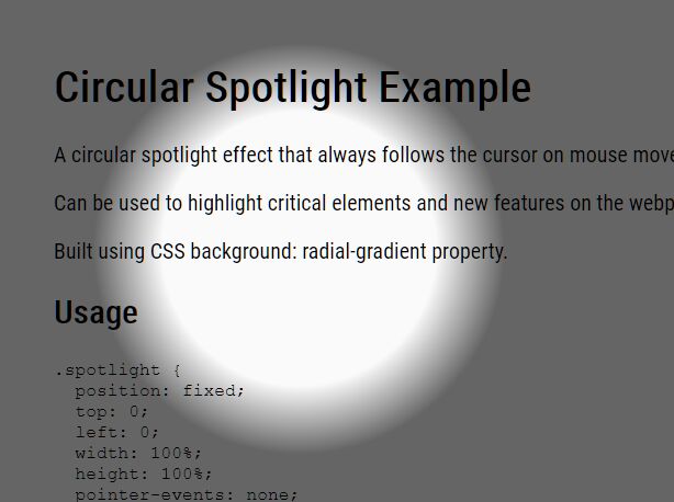 circular spotlight - Free Download Circular Spotlight In jQuery And CSS3