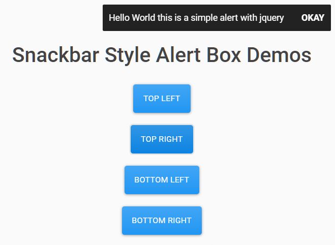 snackbar alert box -
