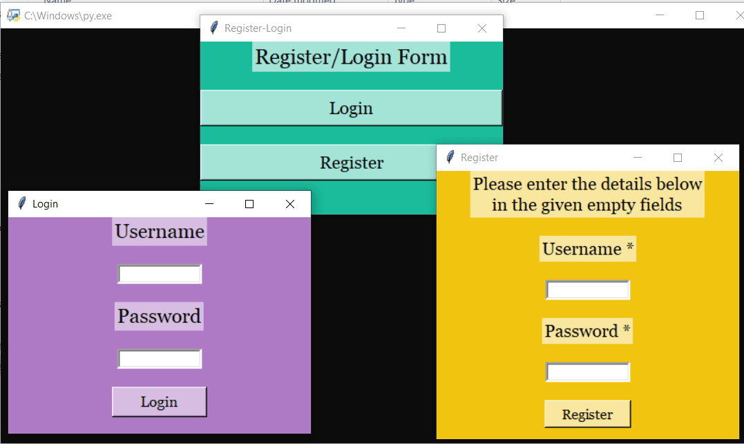 rlf - REGISTER LOGIN FORM IN PYTHON WITH SOURCE CODE