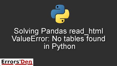 th 381 - Troubleshooting ValueError: No Tables Found in Pandas read_html